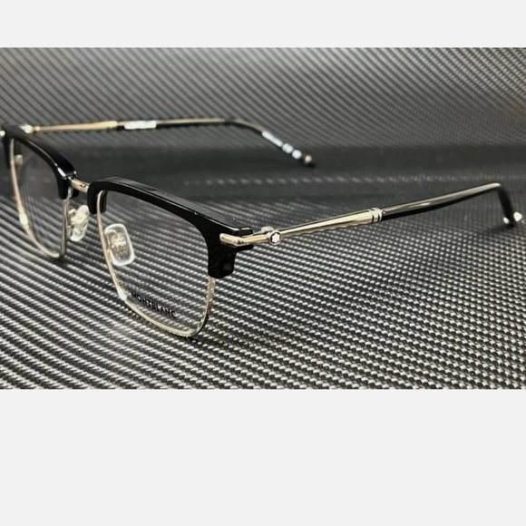 Mont Blanc Black Silver 54mm Eyeglasses